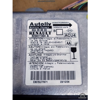 MODUŁ PODUSZEK POWIETRZNYCH SENSOR AIRBAG RENAULT MEGANE II 8200411004