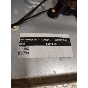 PODNOŚNIK SZYBY MECHANIZM RĘCZNY LEWY PRZÓD SKODA FABIA 99R. 6Y1837751A
